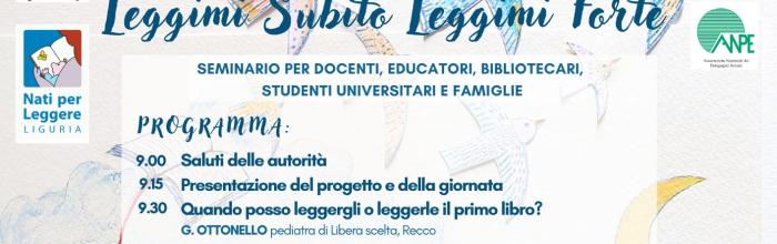 Bogliasco, Sala B. Ferrari - sabato 7 febbraio 2026 - dalle ore 9.00 alle 17.00 - Seminario: "Leggimi subito, leggimi forte"