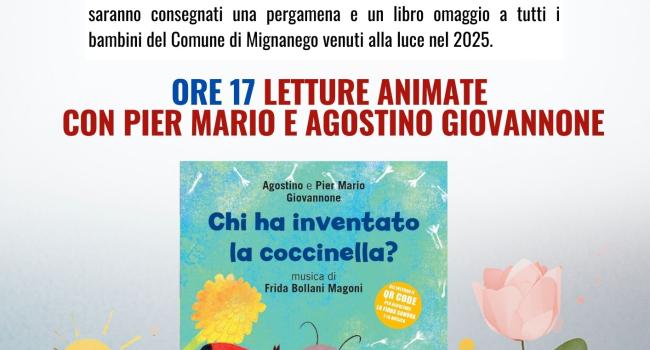 Mignanego, Biblioteca comunale, venerdì 27 marzo - ore 17 - Presentazione della fiaba sonora: "Chi ha inventato la coccinella?" a cura degli autori Pier Mario e Agostino Giovannone