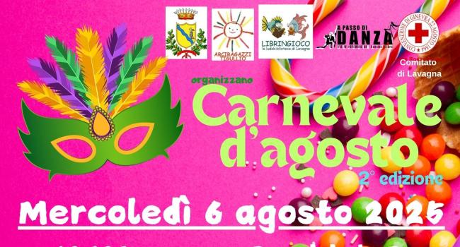  Lavagna, Lungomare  "Durand de la Penne", mercoledì 6 agosto - ore 20,30 - "Carnevale d'agosto" 
