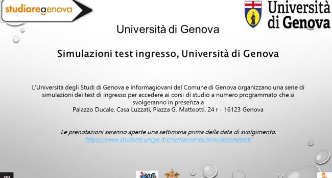Febbraio/maggio 2023 - Informagiovani e Università di Genova: ripartono gli incontri per le simulazioni dei test d'ingresso!