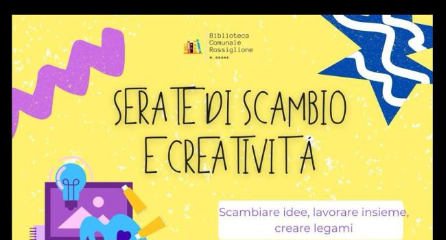 Rossiglione, Biblioteca comunale "N. Odone" - da mercoledì 17 settembre alle ore 20.30 - "Serate di scambio e creatività in biblioteca"