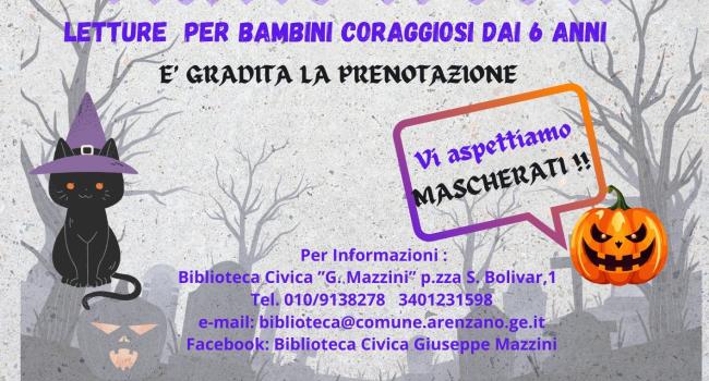 NpL Liguria - Arenzano, Biblioteca civica "G. Mazzini" - "Letture favolose" e due appuntamenti per Halloween - ottobre 2025 