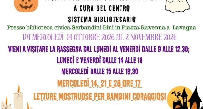 Lavagna, Bibliotaca Civica"Serbandini Bini" dal 14 ottobre al 2 novembre mostra "Hello Halloween" 