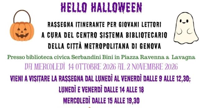   Lavagna, Biblioteca Civica "Serbandini Bini" dal 14 ottobre al 2 novembre - Rassegna bibliografica "Hello Halloween" a cura del CSB di Città Metropolitana di Genova