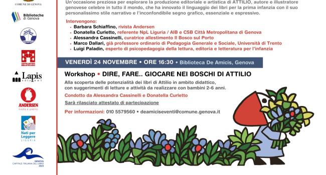 Genova, Biblioteca "E. De Amicis", 23 e 24 novembre 2023, "Il bosco sul porto: i 100 anni di Attilio"