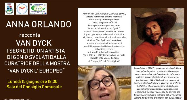 Masone,Biblioteca comunale  - lunedì 15 giugno ore 18.30 "Anna Orlando" - presenta  la conferenza "VAN DYCK"