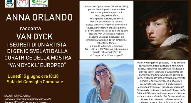 Masone, Biblioteca Comunale,"Maestro Franco Pastorino" - lunedì 15 giugno ore 18.30 - Conferenza "VAN DICK" con Anna Orlando