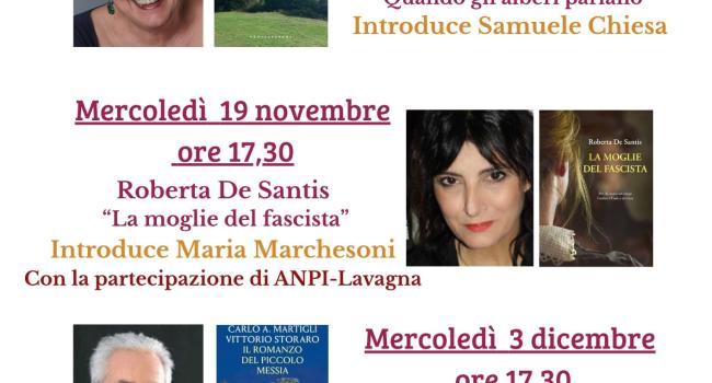 Lavagna,Biblioteca"G.Serbandini Bini"mercoledì19 novembre - incontro con la scrittrice Roberta De Santis per la presentazione del suo ultimo libro "la moglie del fascista " 