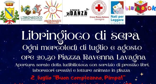 Dal 2 luglio alle ore 20.30 "Libringioco di sera" per bambini e famiglie - ogni mercoledì di luglio e agosto 2025