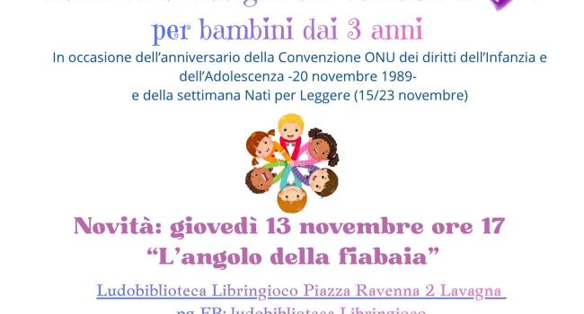 Lavagna, Ludoteca Libringioco - nella settimana dedicata a NpL, Giovedì 13 Novembre - ore 17 "L'angolo della fiabaia"