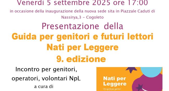 Cogoleto, Piazzale Caduti di Nassirya, 3 - venerdì 5 settembre - ore 17 - Presentazione Bibliografia NpL 2025 - Inaugurazione della nuova sede della Biblioteca civica "E. Firpo" 