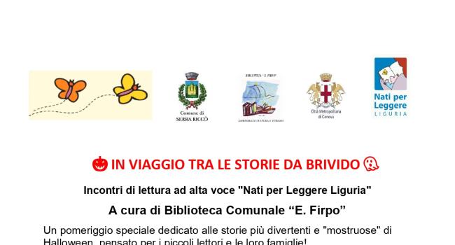 NpL Liguria, Serra Riccò, Biblioteca"Edoardo Firpo", - mercoledì 28 ottobre - ore 16.30 - Un giovedì con letture animate"Spaventatissime e Mostruose"