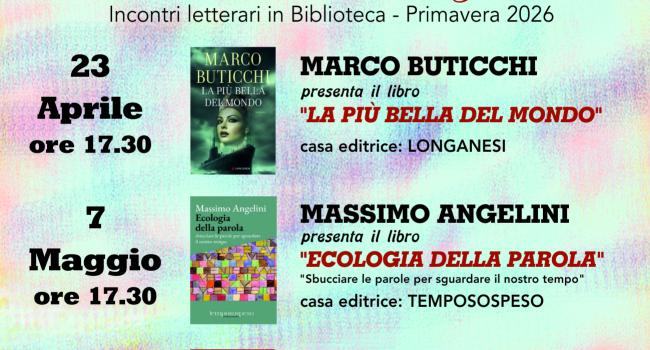 Cogoleto, Biblioteca comunale " E. Firpo" -  avranno luogo nei mesi di aprile e maggio  - la rassegna letteraria - "Scrittori tra le righe"