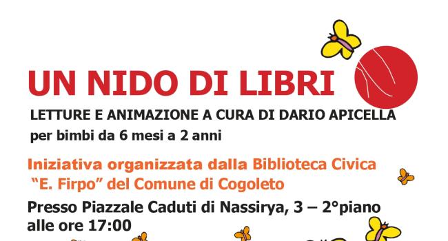NpL Liguria - Cogoleto, Biblioteca "E. Firpo" - ore 17 - Incontri di lettura: "Un nido di libri" (da 6 a 24 mesi), a cura di Dario Apicella 