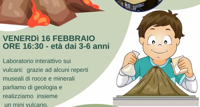 Rossiglione, Biblioteca comunale "N. Odone" - venerdì 16 febbraio 2024 - ore 16:30 - "Il mio vulcano" laboratorio interattivo per bambini 3/6 anni