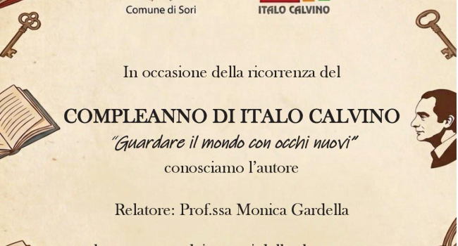 Sori, Biblioteca Comunale "Italo Calvino" -  giovedì 15 ottobre ore 17.00 - un omaggio a Italo Calvino 