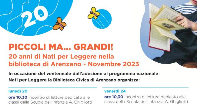 Arenzano, Centro Polivalente "Gino Strada", dal 20 novembre 2023 - "Piccoli ma... grandi!" -  20 anni di Nati per Leggere nella Biblioteca 