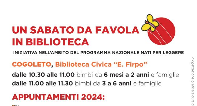 Cogoleto, Biblioteca civica "E. Firpo", sabato 27 gennaio 2024 - ore 10.30 - "Un sabato da favola in biblioteca"