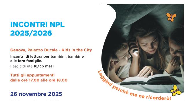 NpL Liguria - Genova, Palazzo Ducale - Spazio Kids in the City - mercoledì 25 febbraio 2026 - ore 17 -  "Leggimi perché me ne ricorderò" - Letture per bambini e bambine e famiglie