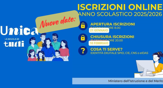 Posticipato il periodi di iscrizioni all'anno scolastico 2025/2026