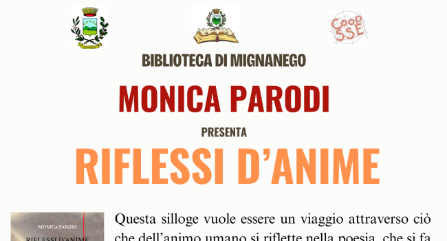 Mignanego, Biblioteca - giovedì 6 marzo - ore 17.30 - presentazione della silloge di Monica Parodi, "Riflessi d'anime"  