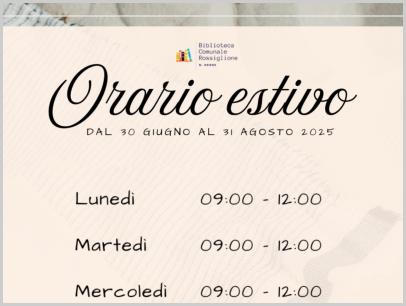 Orario estate 2025